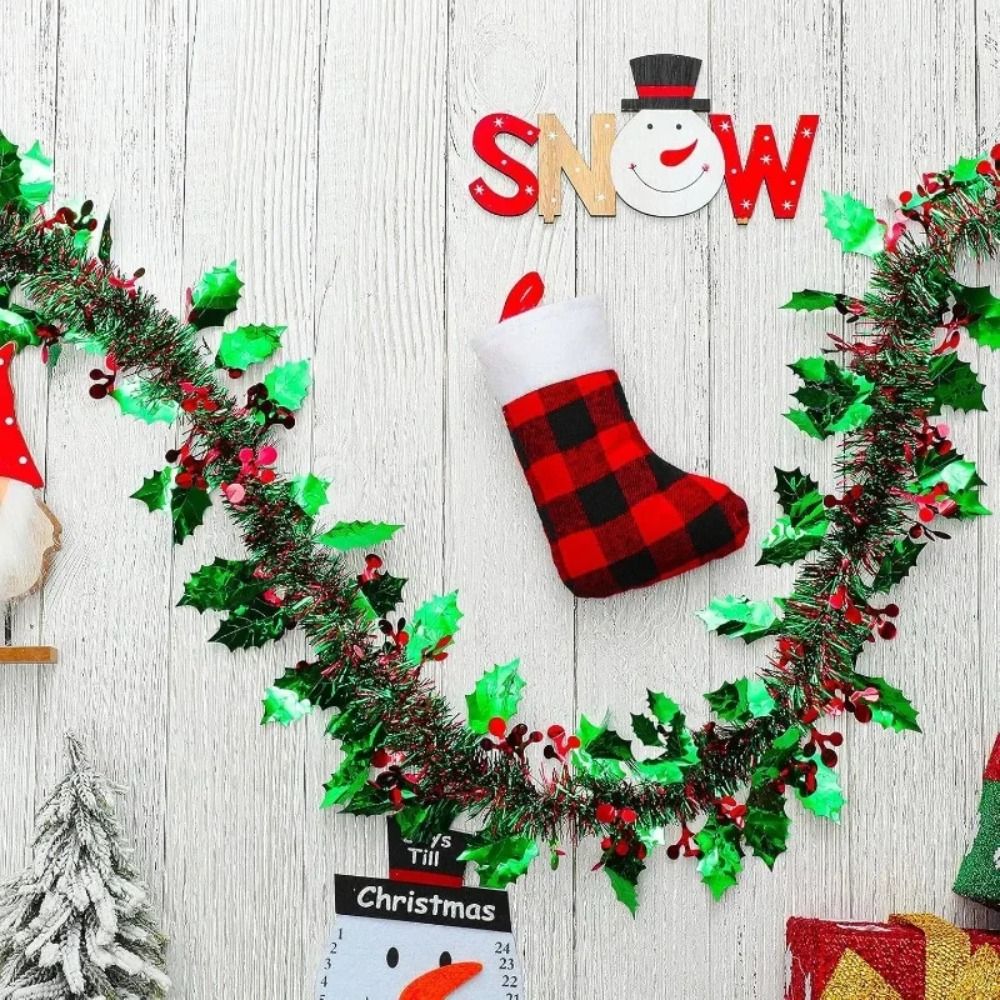 Tinsel Garland Decoration - 2PCS Wiederverwendbare 2M Weihnachten Girlande Glänzende