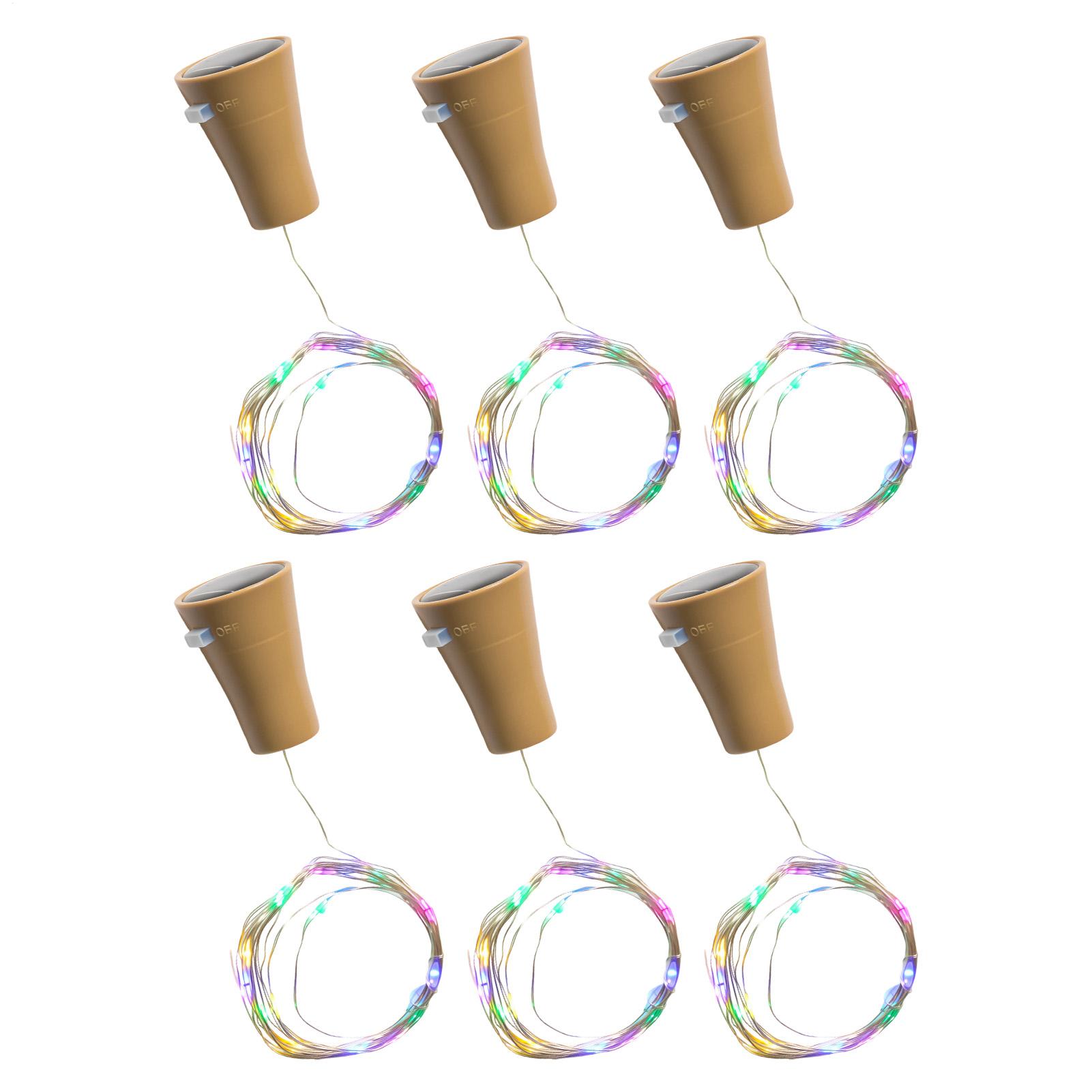 Led Fairy String Lights - Solar-Weinflaschenlichter, LED, wasserdicht, DIY-Außendekoration, 6 Stück,
