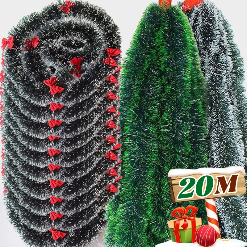 Tinsel Garland Decoration - Weihnachten Lametta Bänder Streifen Glitter Girlande