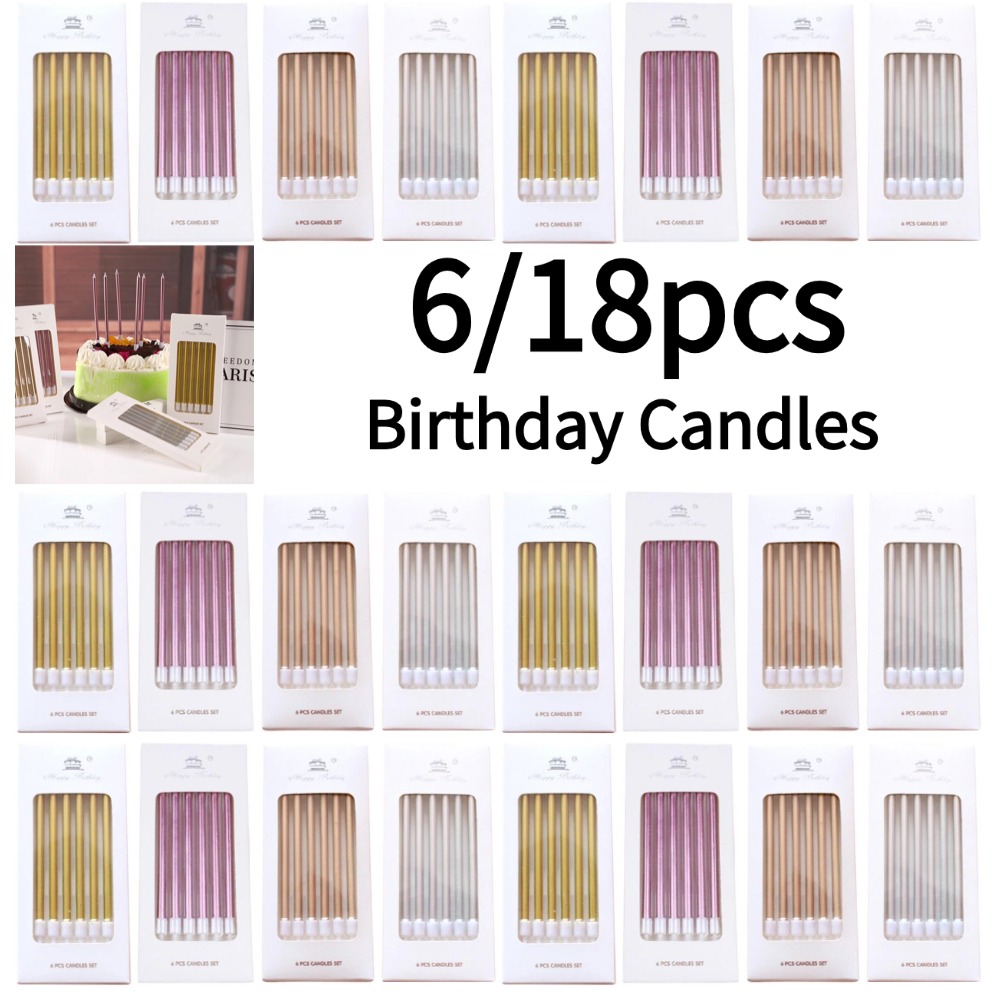 Holiday Candle Set - 6/18 Stück Metall Gold Silber Geburtstagskerzen
