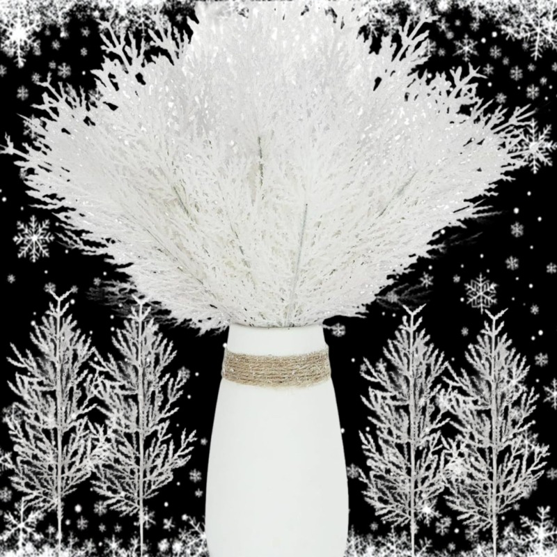 Christmas Wreath Fake - Weihnachten Weiße Künstliche Tannennadeln Zweige Gefälschte