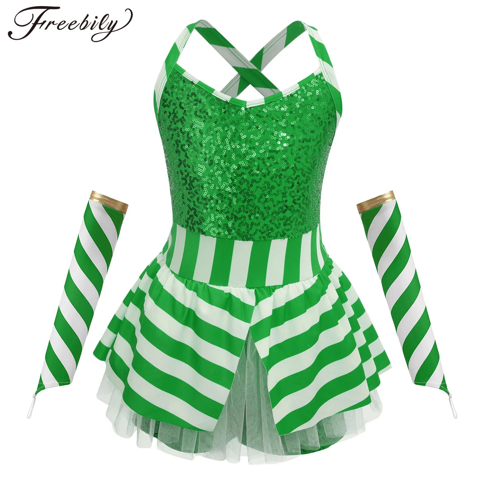 Elf Costume Christmas - Mädchen Weihnachten Candy Cane Gestreiften Body