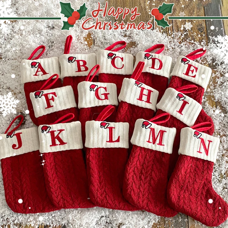 Christmas Stocking Hanging - Weihnachtsdekoration 2025, dekorative Buchstaben, Weihnachtsstiefel, Strumpf,