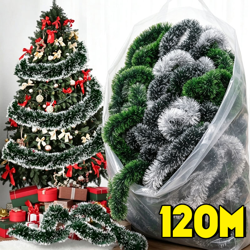 Grün-weiße Schneeglitzer-Girla – Tinsel Garland Decoration Bewertung und Preis