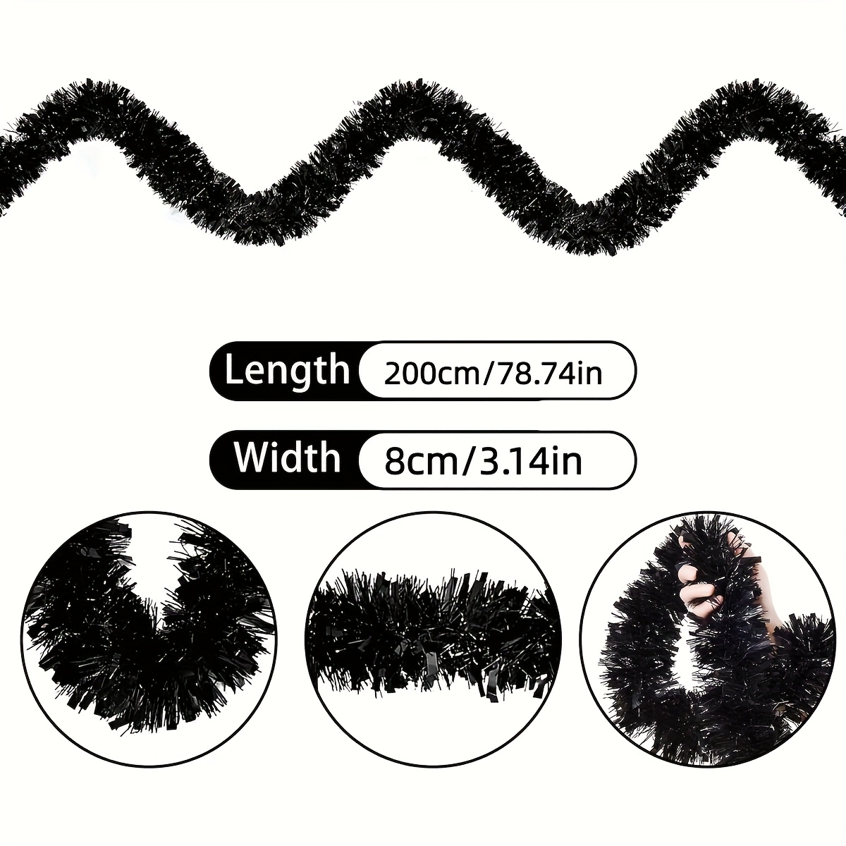 1 Stück Schwarze Lametta-Girla – Tinsel Garland Decoration Bewertung und Preis
